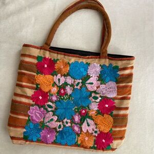 Colorful Floral Embroidered Tote Bag